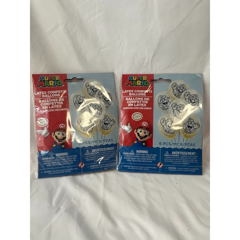 2 Pack Super Mario Confetti‎ Latex Balloons 12 Total Birthday Party Decorations